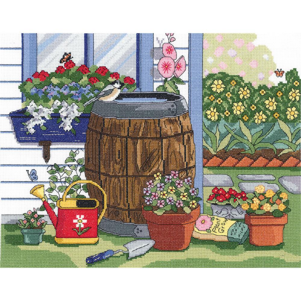 Rain Barrel And Window Box Counted Cross Stitch Kit
